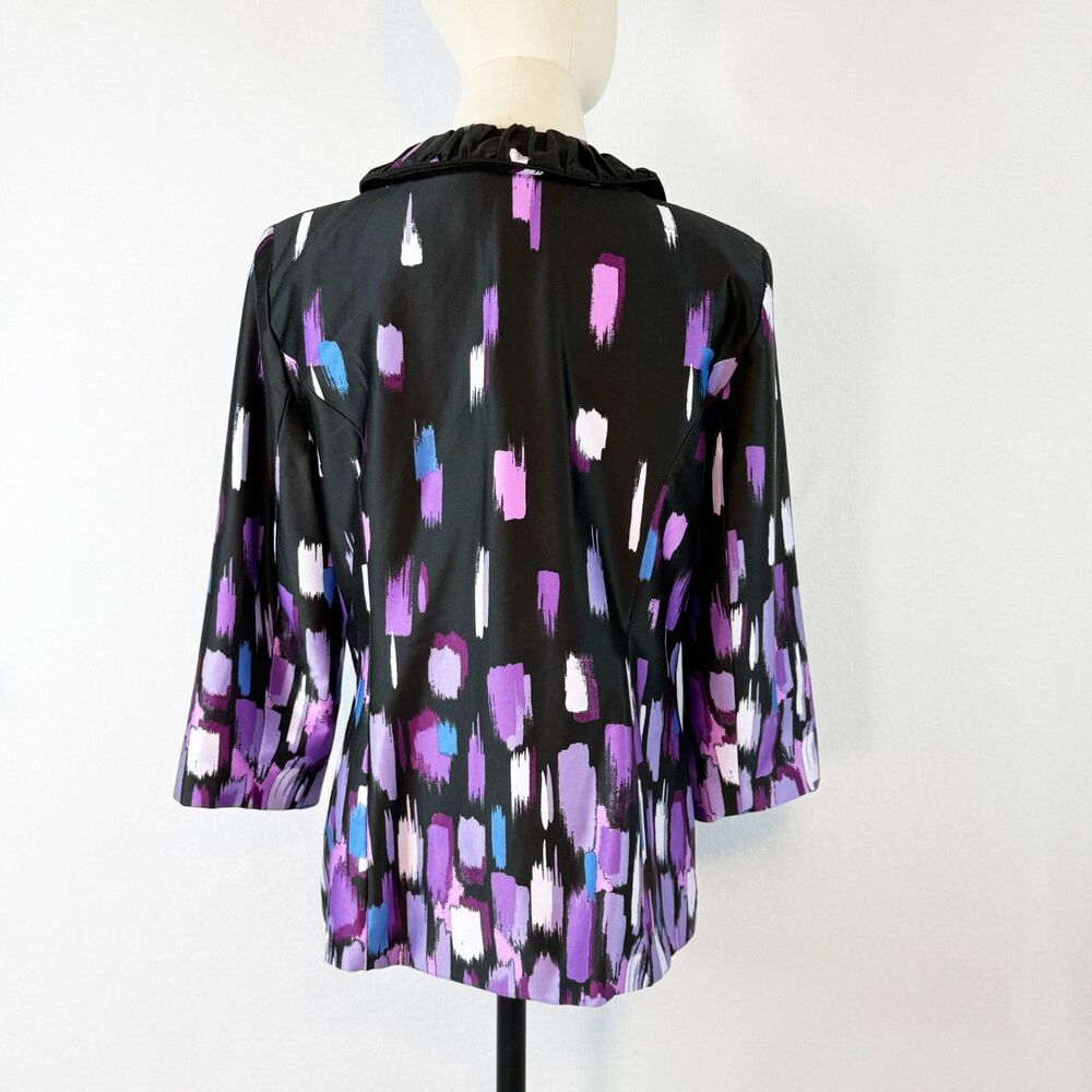 Preston & York | Hook Closure Jacket 3/4 Sleeve | Black Purple Blue Pink | Sz 14 - Picture 3 of 4